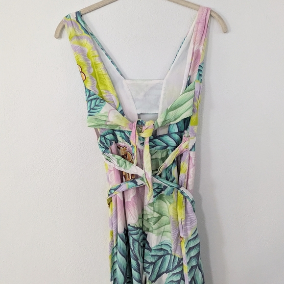 Mara Hoffman Cutout Jumpsuit Tie Waist Floral Print Tapered Flora Stone 2 - Picture 6 of 11